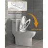 One-Piece Toilet Cyclone Flush Dual Flush 1.1/1.6 GPF Comfort Soft-Close Seat Ivory White, 12" Rough-In, 27.6 x 14.6 x 28.5 4