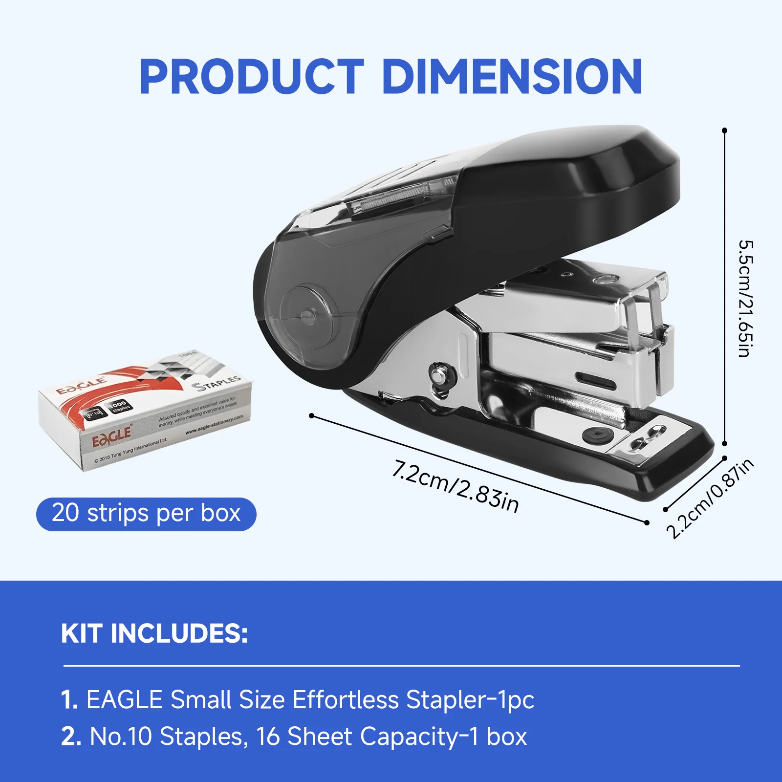 Eagle Mini Stapler With 1000 Staple Saving Stapling Force 50% Built in Staple Remover School Office Binding Supplies | push stapler,mini stapler set,hand stapler,staple remover,staple nails set