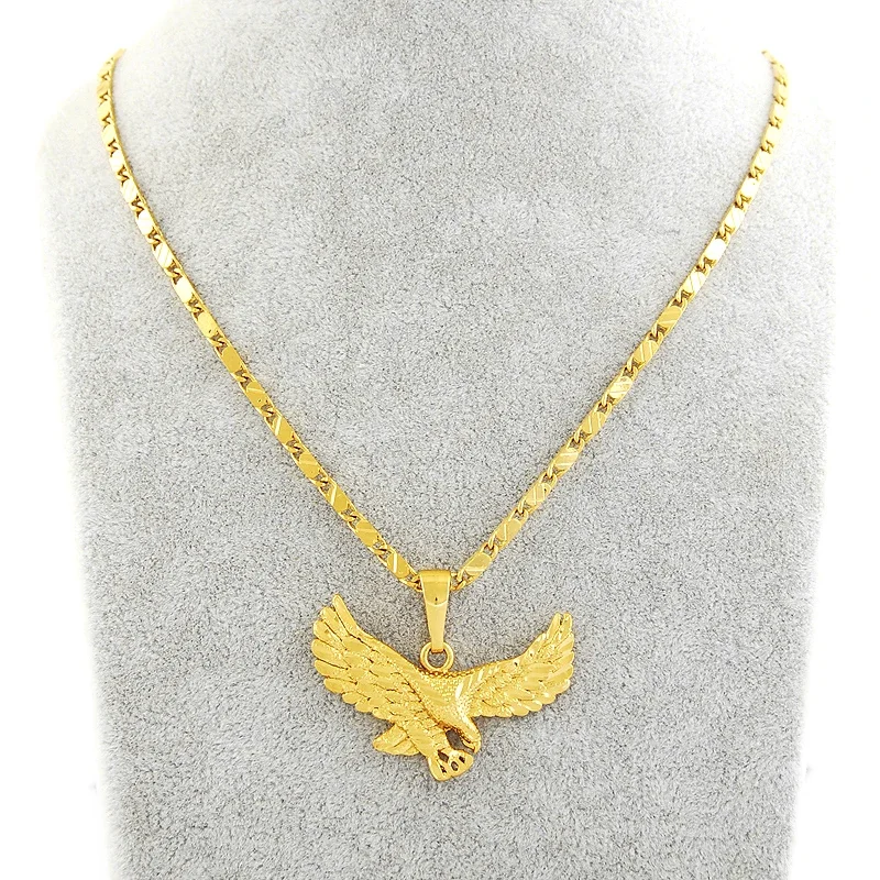 

CHUANGCHENG Golden Eagle 24K Gold Pendant 50CM/60CM Necklace Chains Men's And Women's Fashion Jewelry Gift