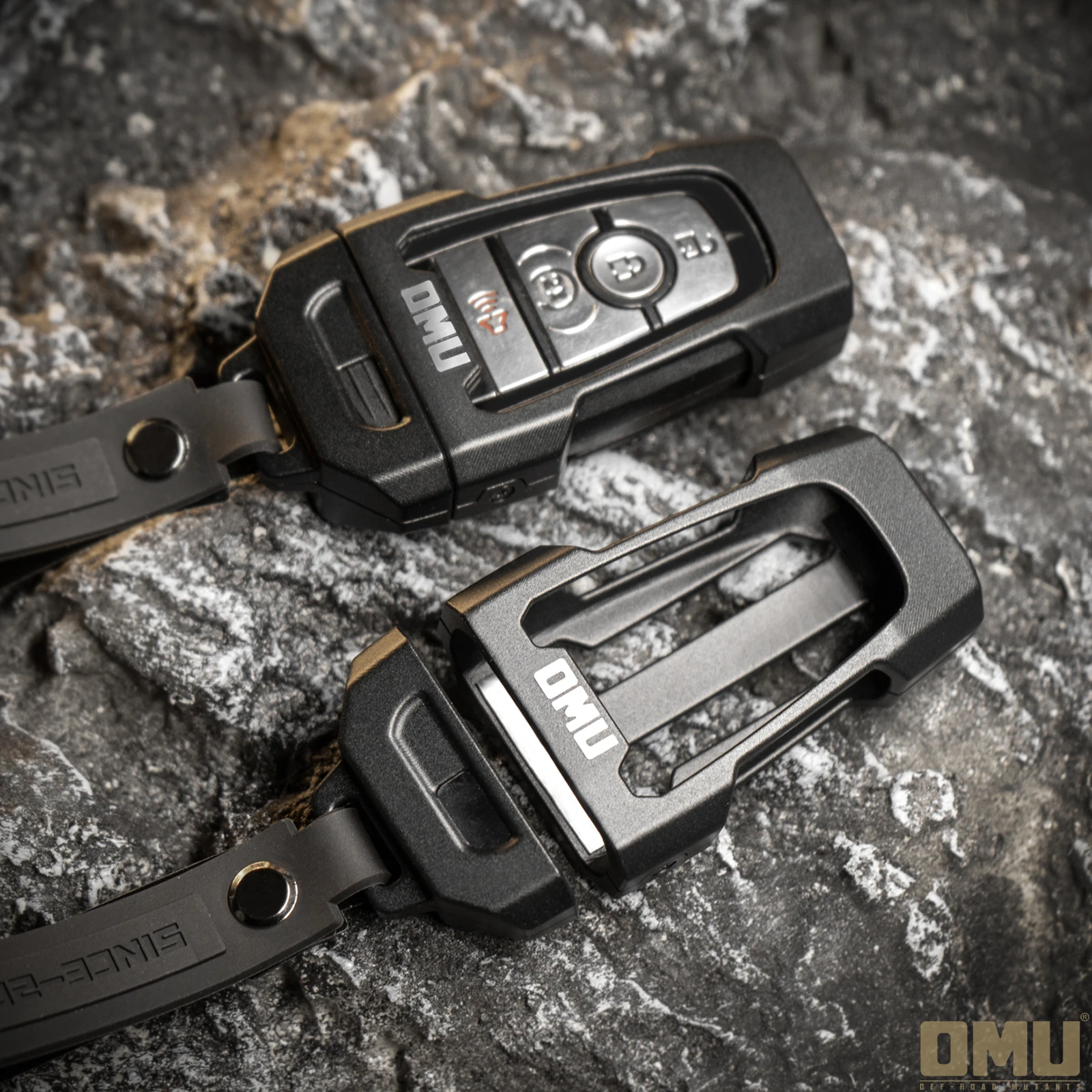 포드 브롱코 랩터 엣지 퓨전 익스플로러 F-150 스마트 키 3/4 버튼용 OMU 4x4 알루미늄 키 폴딩 커버 키 케이스 쉘 보호대