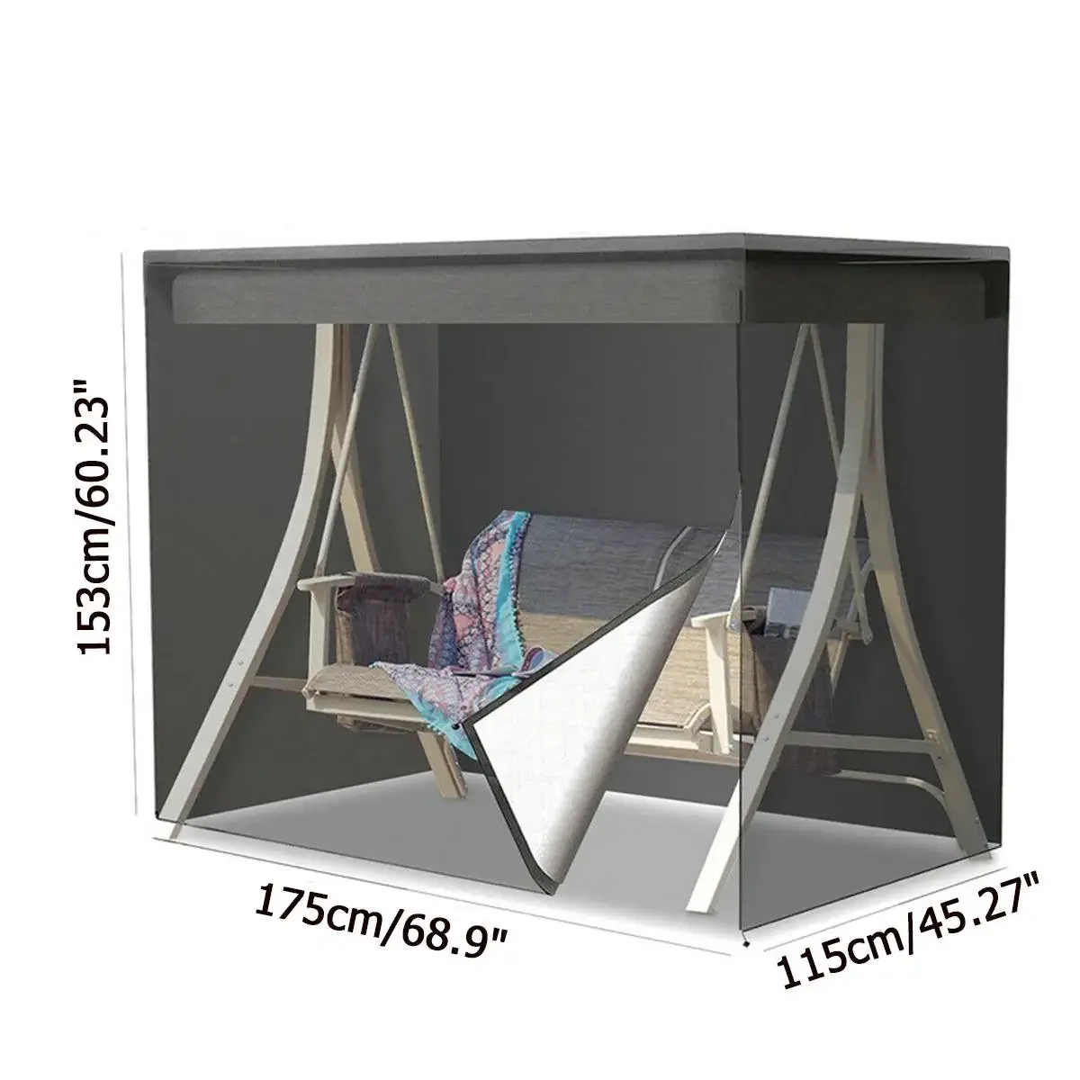 2 Seater Swing Hammock Cover 210D Waterproof Sun Shade Garden Swing Cover Outdoor Cover Patio Yard Hanging Chair Seat Canopy 2