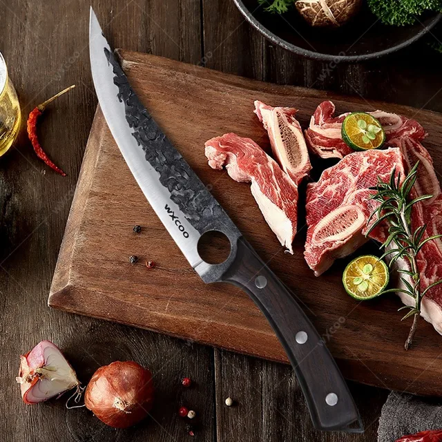 Couteau à désosser forgé en acier inoxydable avec couvercle, coupe-viande de boucher, trancheur de poisson, cuisine, 5 cr15 3