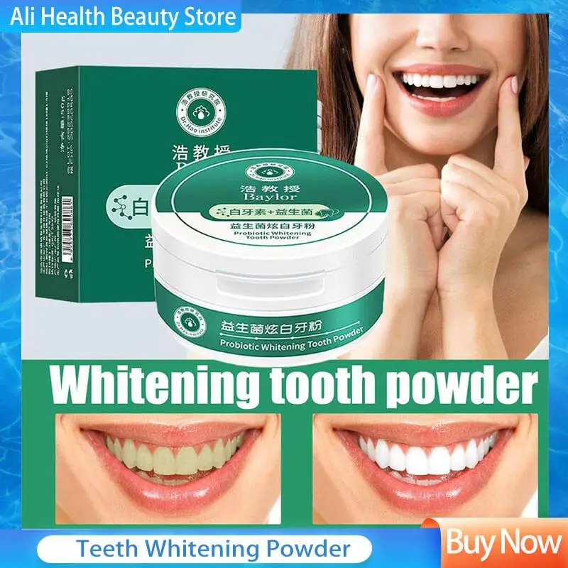 

50G Teeth Whitening Remove Tooth Stains Yellow Bad Breath Bright White Remove Calculus Fresh Breath Probiotic Tooth Powder