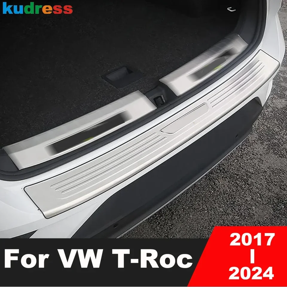 Protezione Paraurti In Acciaio Inox Per VW T-ROC 2017-2025, Design A Strisce, Antigraffio, Con Nastro Biadesivo Per Facile Montaggio