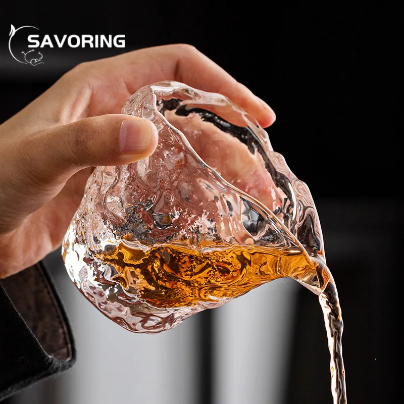 150ml Handmade Glacier Hammer Pattern Glasstea Pitcher Crystal Cha Hai Japanese Justice Cup Tea Ceremony Accessories