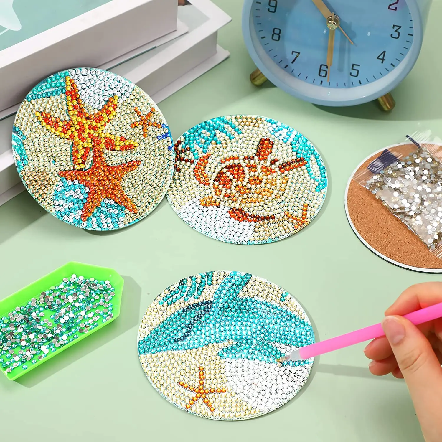 GATYZTORY 6pc/sets Diamond Painting Coasters Kits 5D Flower Drinks DIY  Coaster Diamond Art Kits For Adults Kids Beginners decor