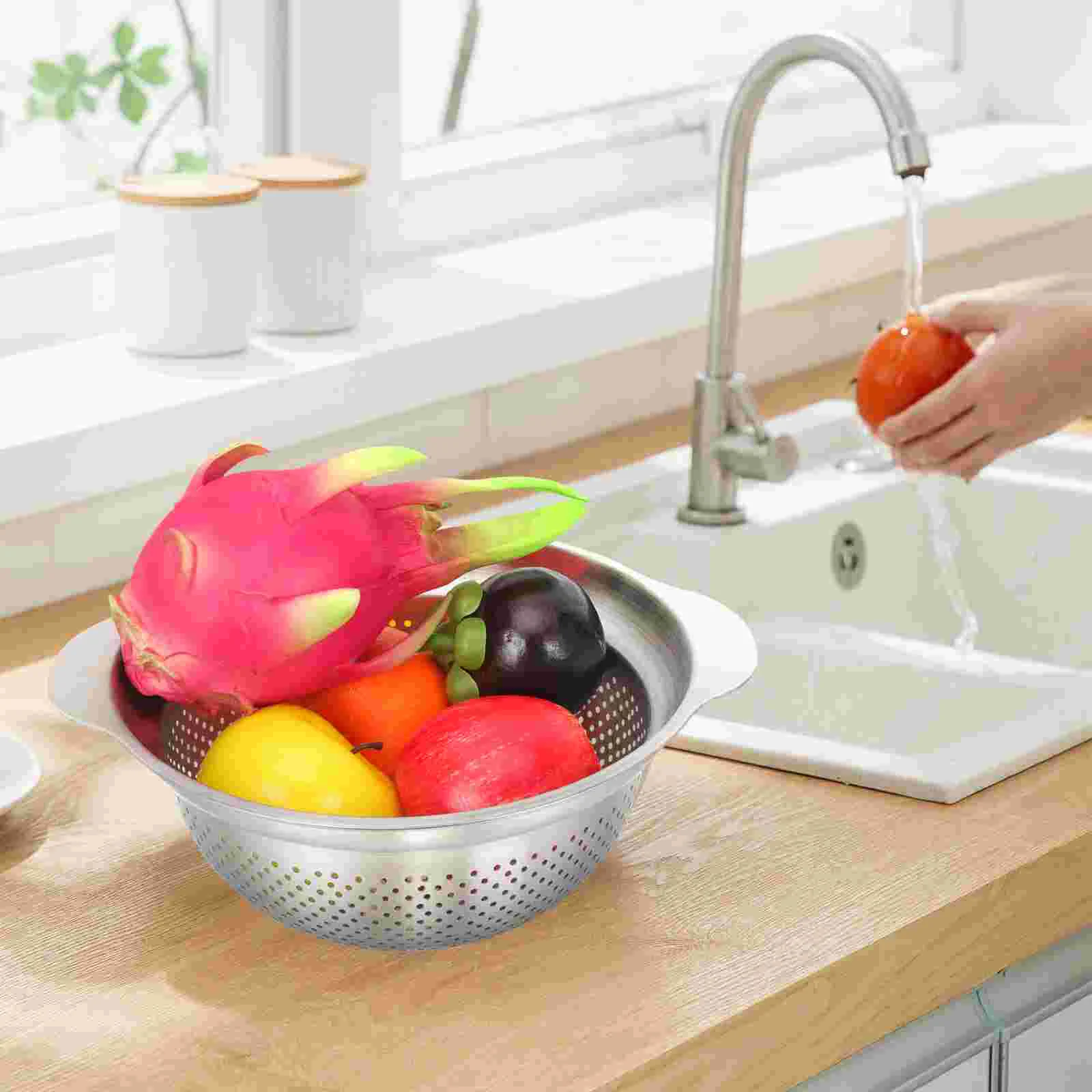 

Spaghetti Rice Basket Strainer Sink Colander Stainless Steel Metal Strainers Colanders