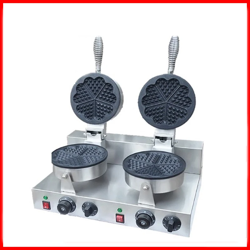 High Quality Double Head Heart-shaped Round Waffle Machine Waffle Maker Commercial Household Electric 220V