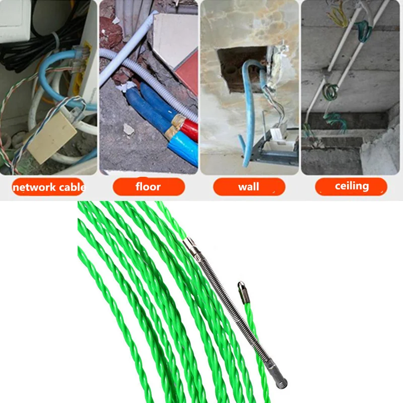4.2mm 5/10/15/20/25/30CM 케이블 푸시 풀러 유리 섬유 덕트 Rodder 물고기 테이프 전기 와이어 케이블 가이드 장치 보조 도구