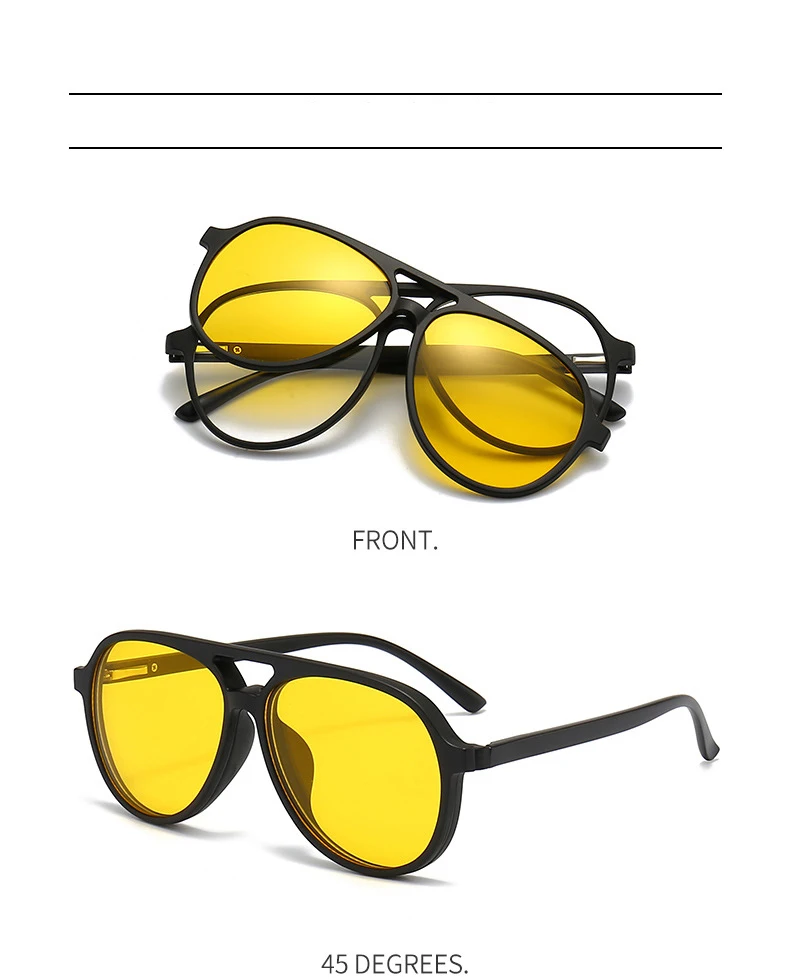 VCKA 6 In1 Pilot Polarisierte Myopie Sonnenbrille Magnetische Clip Männer Frauen Gläser Optische Verordnung Klassische Brillen -0,5_voghion.com