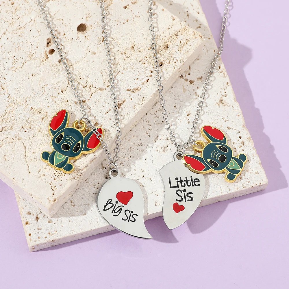 Two Necklaces Lilo and Stitch Best Friend Necklace for Friends Heart Pendant Accessories Kids jewelry for