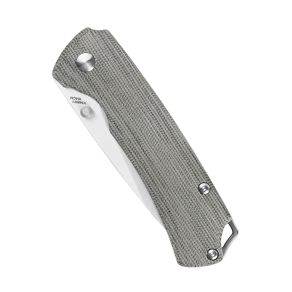 Kizer Tactical Knife T1 V3490C1 2022 New Green Micarta Handle with 154CM Steel Blade Pocket Knives with Thumb Stud 5