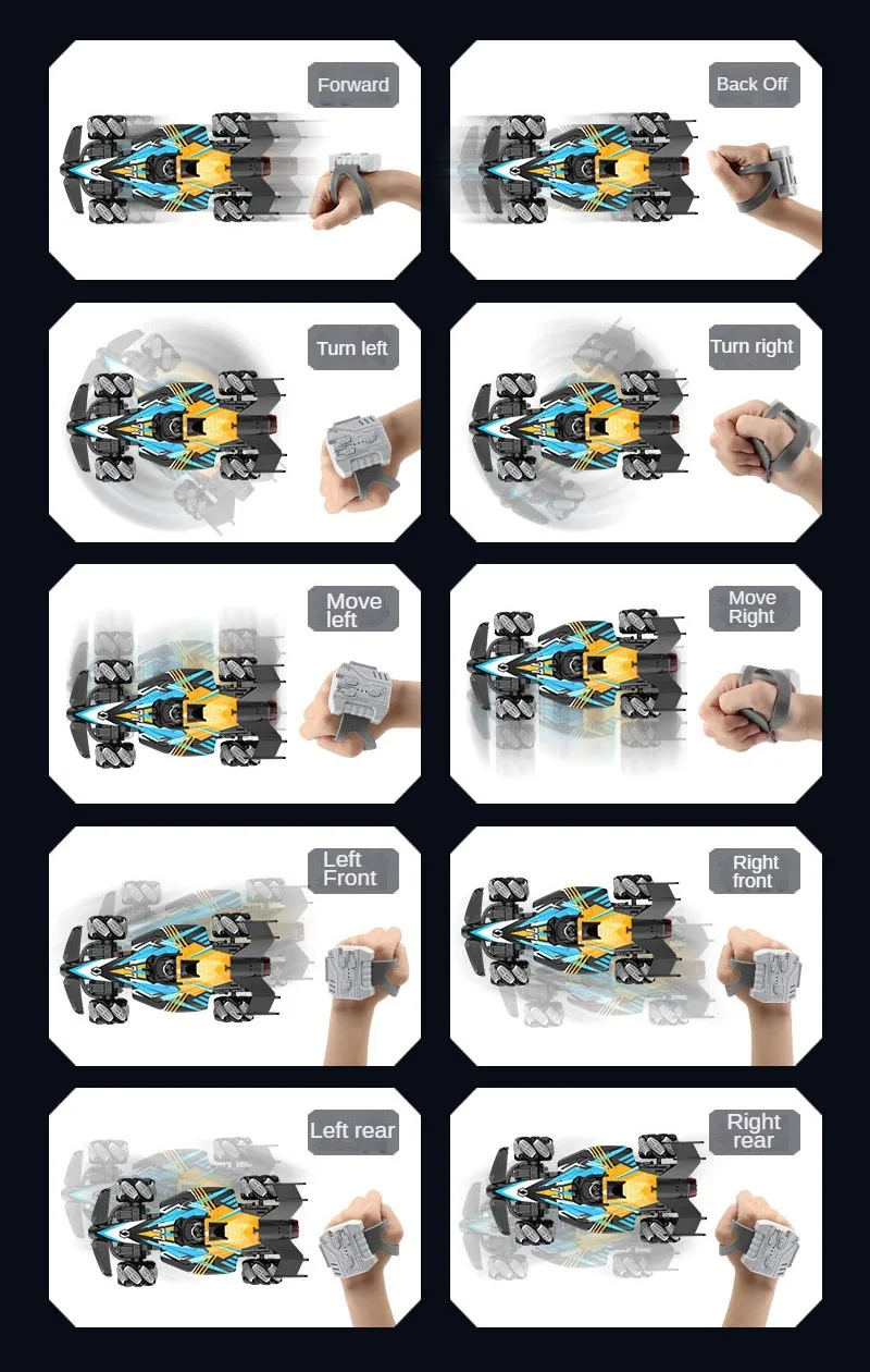 F1 Rc Drift Car With Music Led Lights, 2.4G Radio Controlled Double-Row 4Wd Stunt Cars, Electric Toys For Kids