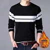Trend Fashion Autumn Winte New Sweaters Men's O-Neck Contrast Color Casual Loose Plus Velvet Long Sleeve Pullovers Knitted Tops 6