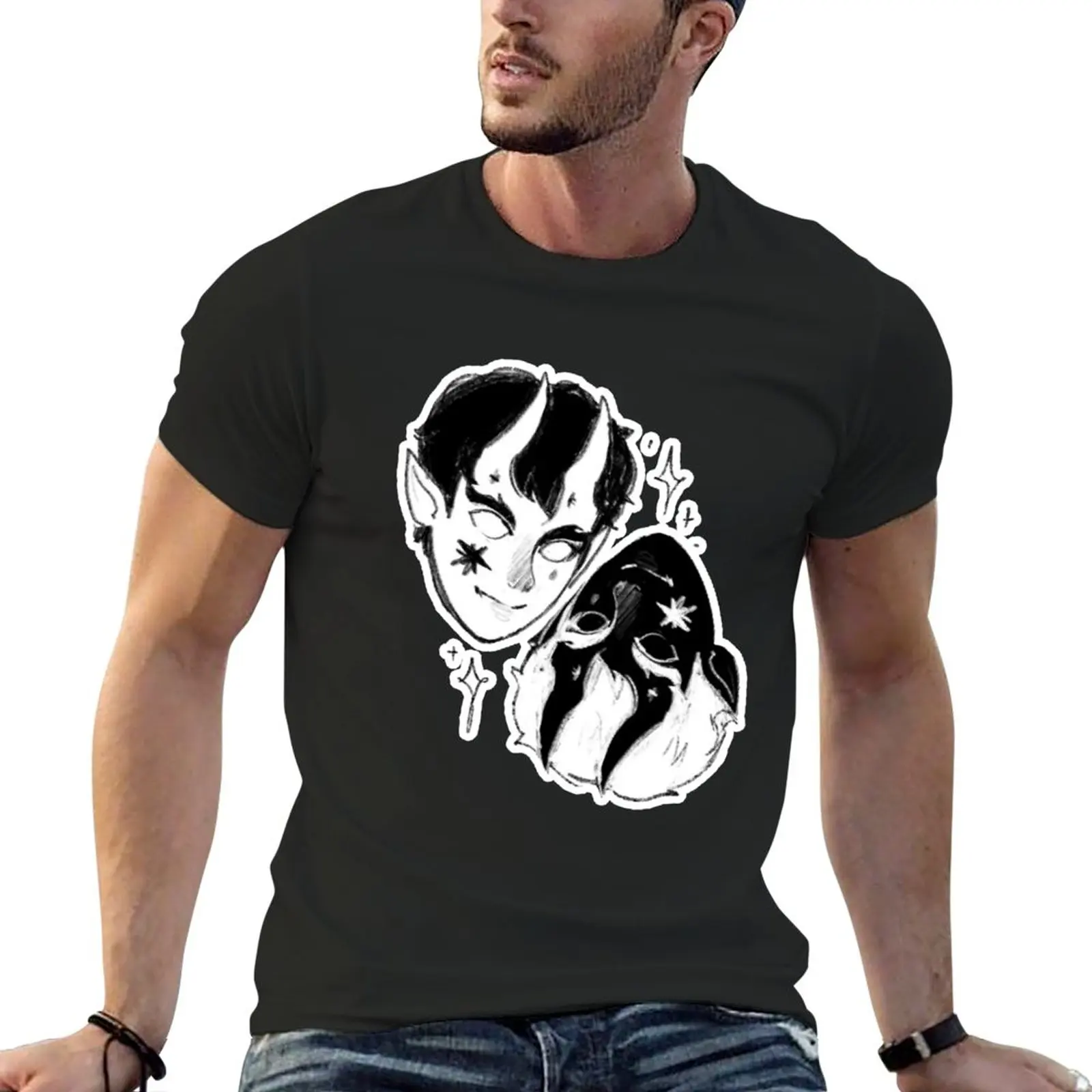 

Новая футболка с принтом дьявола, тяжелые футболки, графическая футболка, Мужская футболка