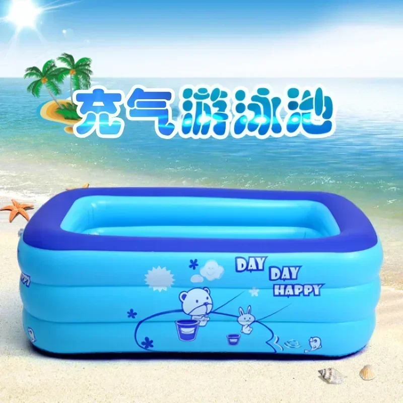 Inflatable Swimming Pool Thickening Family Summer Outdoor Water Play Pool Bathtub with Bubble Bottom for Kids 43x28x15inch inflatable swimming pool