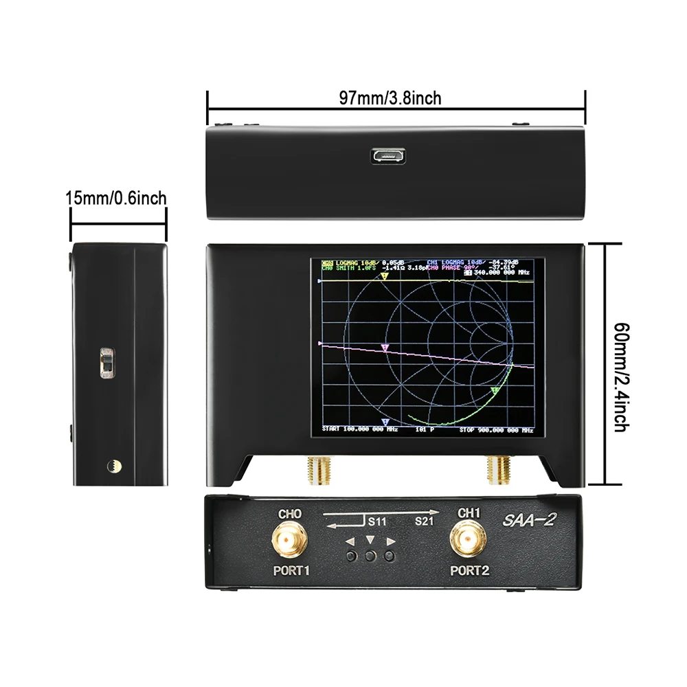 NanoVNA 벡터 네트워크 분석기, 단파 안테나 분석기, HF VHF 네트워크 분석기, SAA2 V2, 10KHz -3GHz, 3G