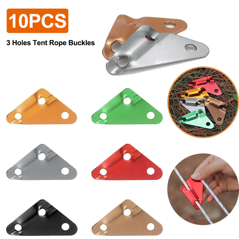 

10pcs/set Colorful Tent Rope Buckles Aluminum Alloy Outdoor Camping Adjustment Elastic Wind Rope Stopper Awning Accessories