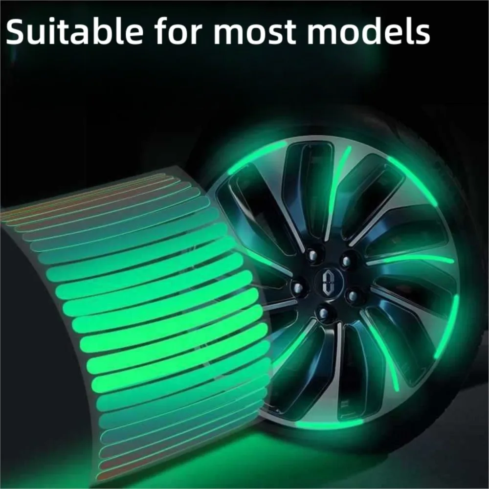 20pcs Car Wheel Hub Reflective Sticker Tire Rim Reflective Strips Luminous Night Driving Car Bike Motorcycle Wheel Sticker reflective tape