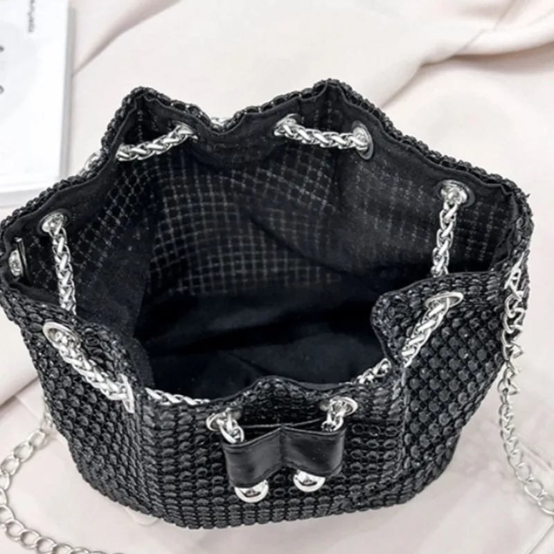 New Bag Women's New Trendy Bag Texture Net Red Diamond Shoulder Bag Fashion Chain Crossbody Bucket Bag