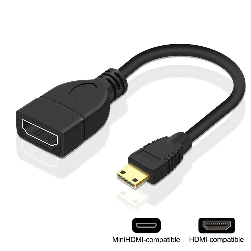 Mini HDMI-compatible to HDMI-compatible Cable Mini HDTV Male to HDMI-compatible Female Adapter Converter Cable for Laptop DSLR