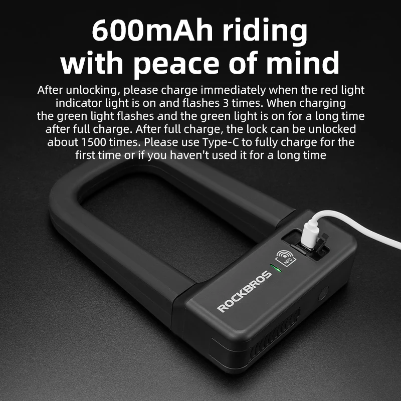 ROCKBROS 自転車スマートロック NFC ロックアルミ合金高強度防水盗難