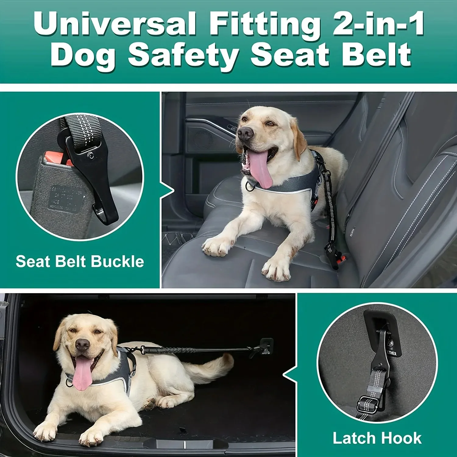 Dog Safety Car Seat Belt Damping Belt Reflective Line Adjustable Length for dog seat belt dog leash pet seat belt Dog Leash Safety For Traveling Driving Supplies 1PC