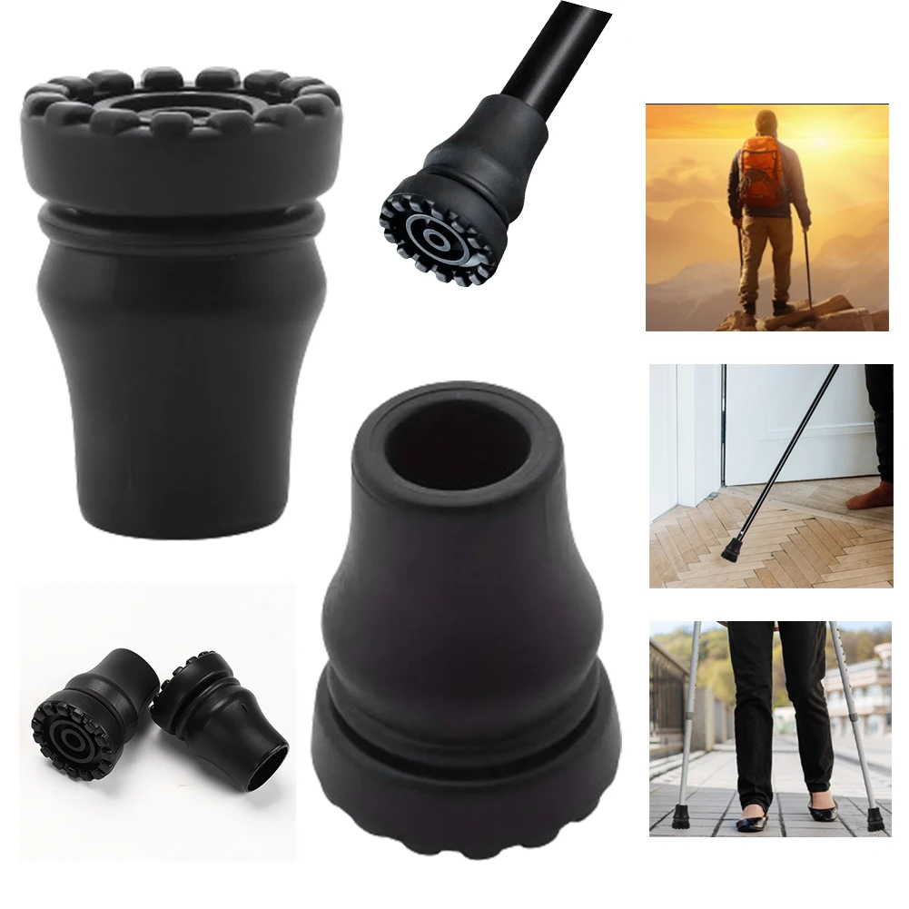 10-2PCS 16-22mm Rubber Trekking Pole Cap Non-Slip Walking Stick Crutch Cane Bottom Pads Cover Protector Climbing Hiking Pole Tip 6