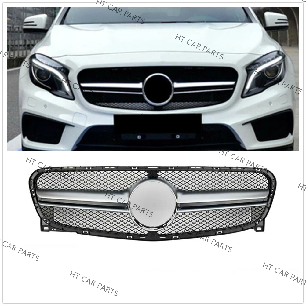 

1 x Silver AMG Style Front Bumper Grille For Mercedes Benz C class X156 GLA180 GLA200 GLA250 GLA45 2014-2016 2014 2015 2016