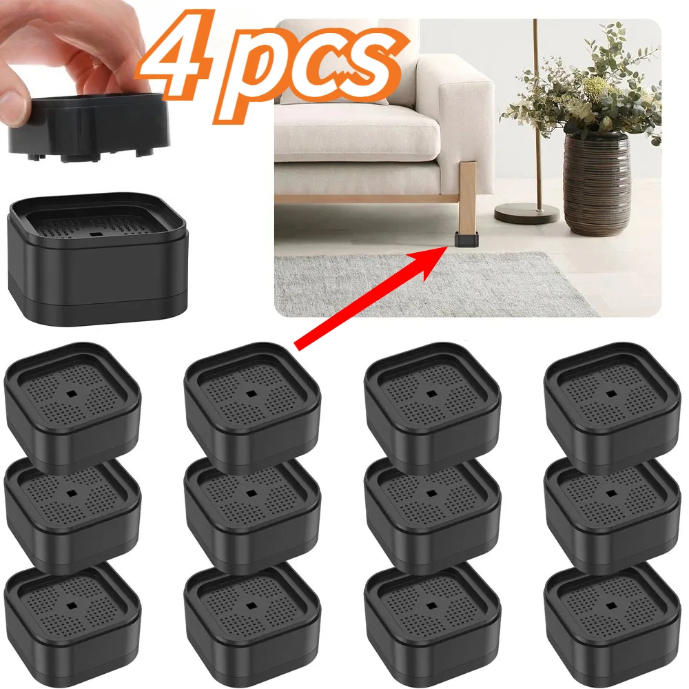 Heavy Duty Adjustable Furniture Risers - Nonslip, Stackable Lifter Set of 4