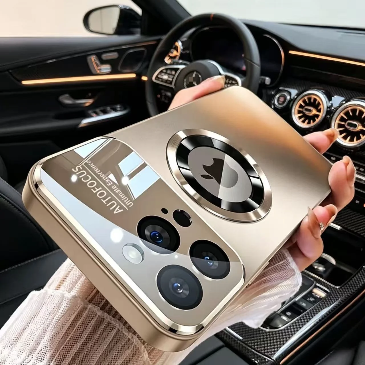 Luxury Titanium Metallic Matte Case with Glass Lens Protection Cover