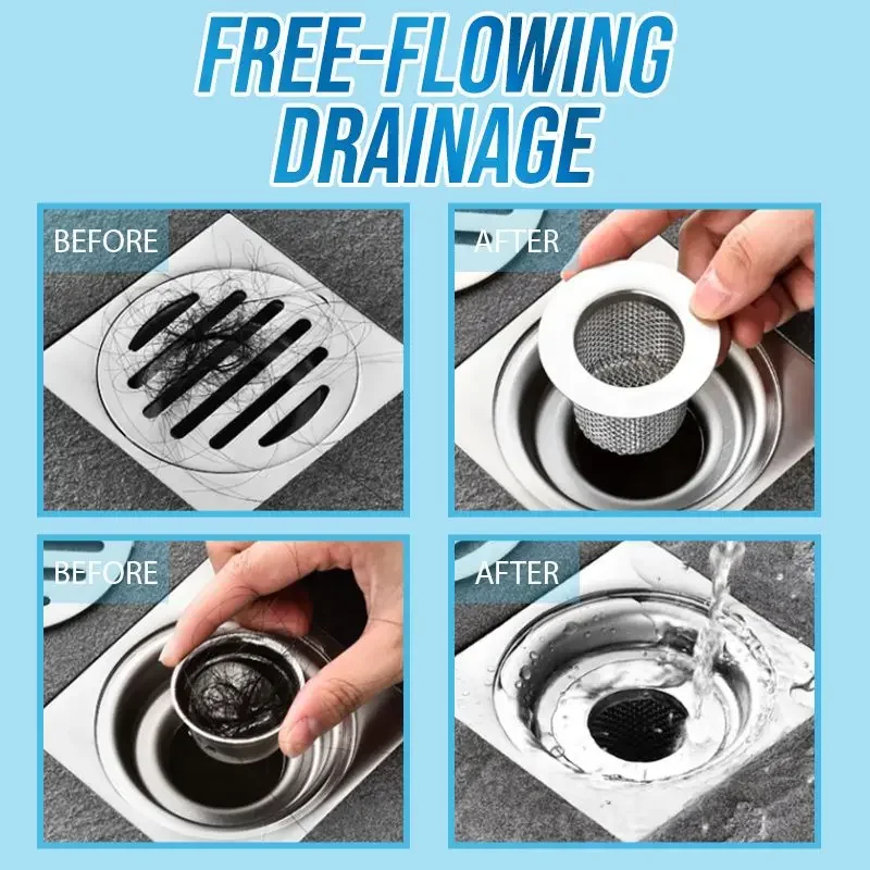 Stainless Steel Multifunctional Floor Drain Filter Mesh Basket Hair Trap Anti-clog Slag Strainer Bathroom Kitchen Sink