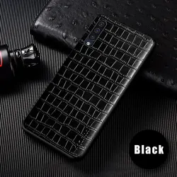 Luxury Leather Slim Fit Anti - Knock Phone Bumper Back Cover - A50S (Black)