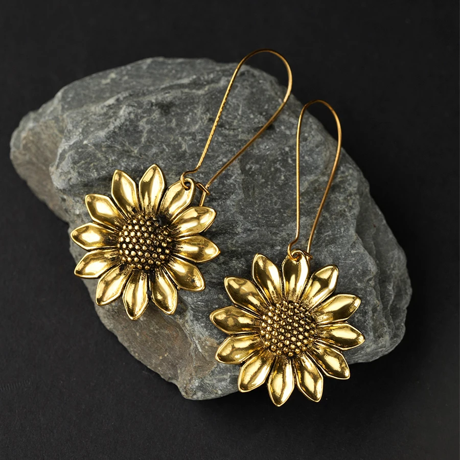 Boucles D'oreilles Tournesols En Tissu Liberty Perséphone Violine - Be