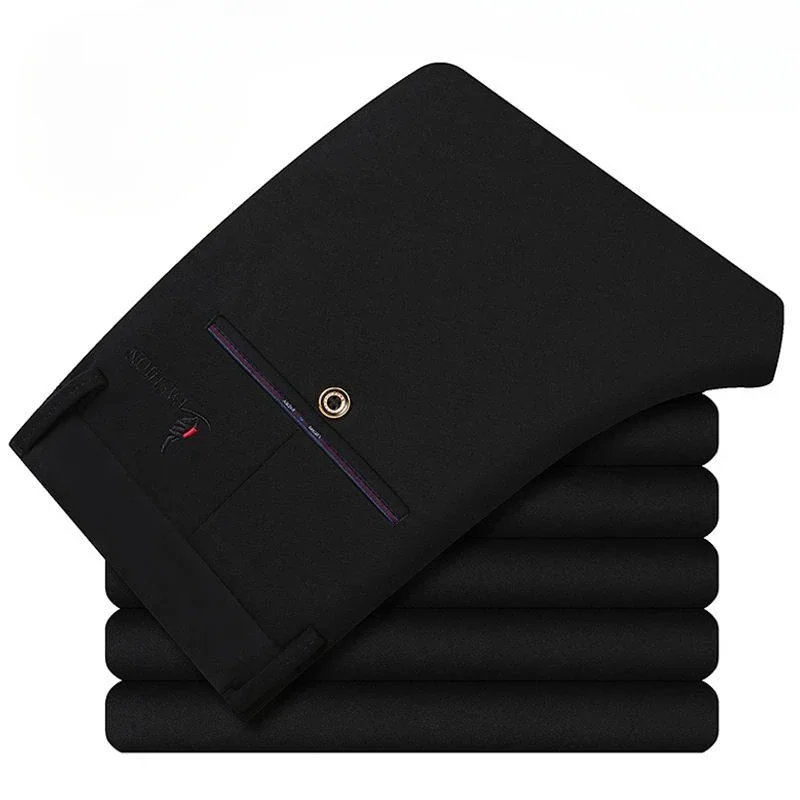 thumbnail image 1 of Pantalones de traje elásticos de sastrería social para hombre, pantalones de verano ajustados y rectos, finos, informales, clásicos, 1 of 5