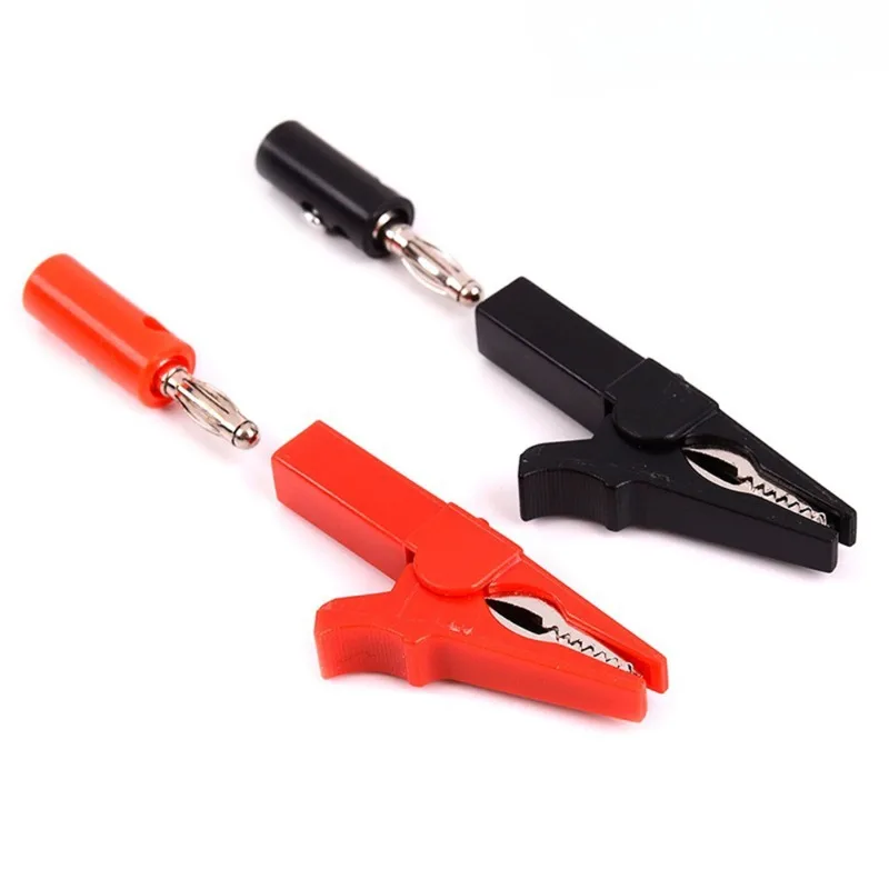 Alligator Clips 4Pcs/Set 55mm Alligator Clip Banana Plug Test Probes 4mm Banana Plug Cable Clips For Red Black Test Accessories