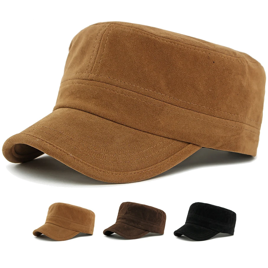 HT5008 Baseball Kappe Männer Frauen Herbst Winter Kappe Hut Mode Wildleder Flache Top Armee Kadett Kappe Männlich Weiblich Einstellbare Snapback Caps