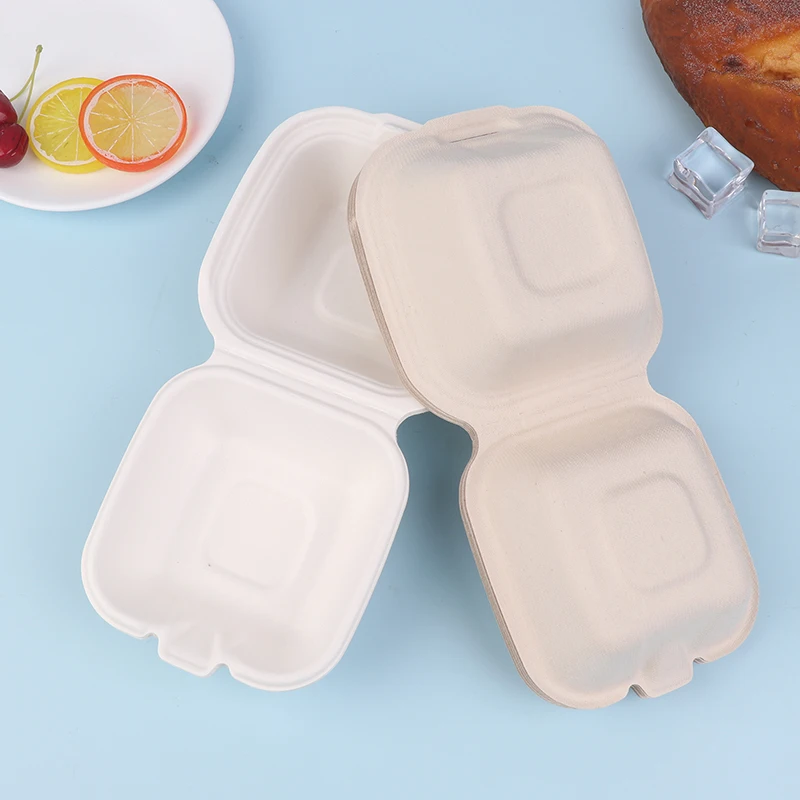 10Pcs Disposable Bento Box Fruit Salad Hamburger Box Pulp Cake Lunch Baking Cake Bowl Packaging Food Container