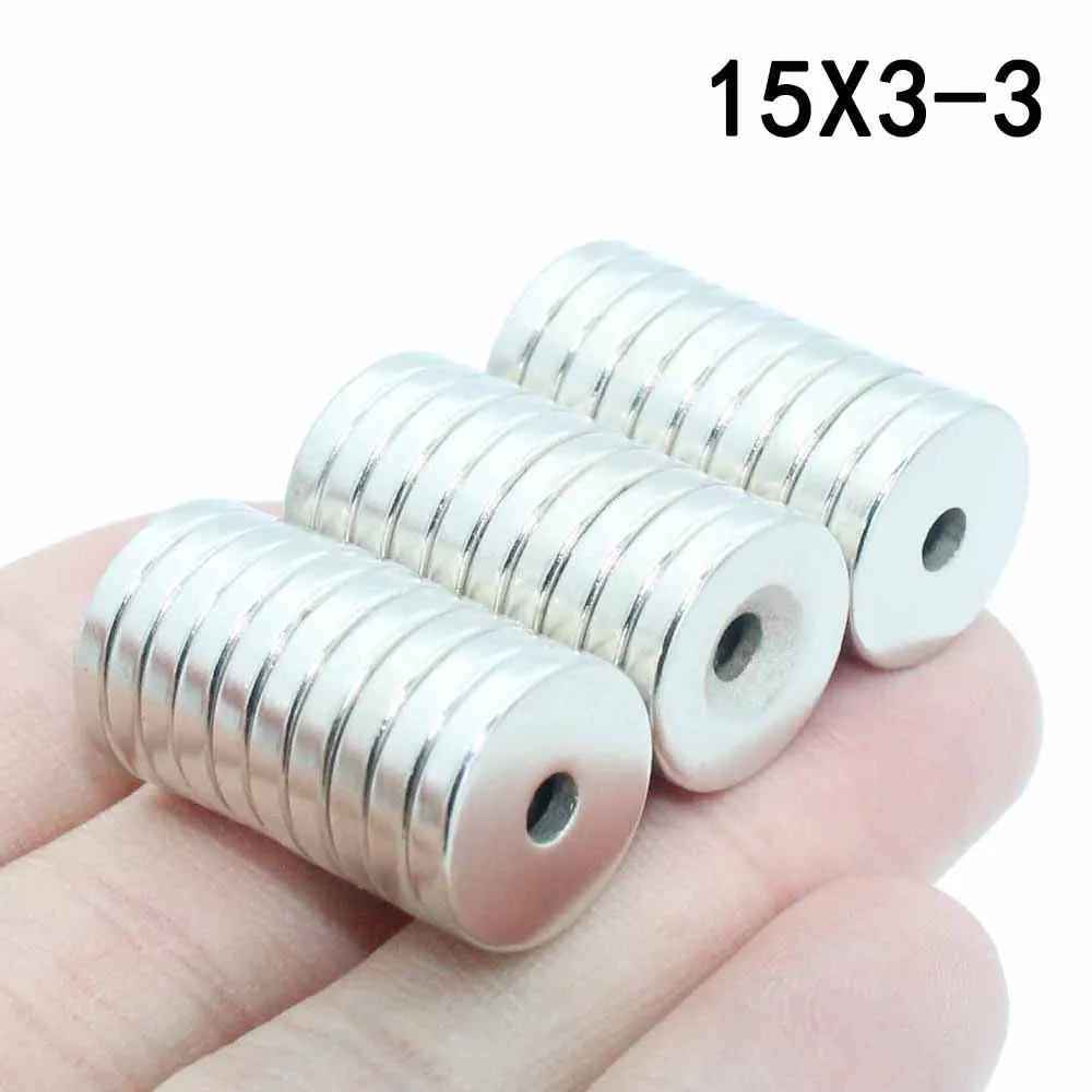 

2/3/5/8/12Pcs 15x3-3 Neodymium Magnet 15mm x 3mm Hole 3mm N35 NdFeB Round Super Powerful Strong Permanent Magnetic imanes Disc