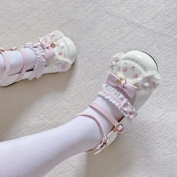 Women's Lolita Mary Jane Shoes, Mid-Heel Round Toe Bow Pumps, Sweet Cute Style, Suitable for Students, Daily and Party Wear. 1