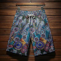 Beach Shorts Men2024Summer Lightweight Breathable and Loose Versatile Fashion Printed Stretch Street Trend Outdoor Cropped Pants 2