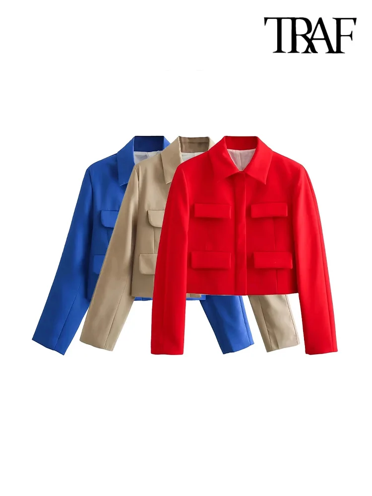 

Женское блестящее пальто TRAF с клапаном, с длинным рукавом, на кнопках, женская верхняя одежда, шикарные топы, модная одежда