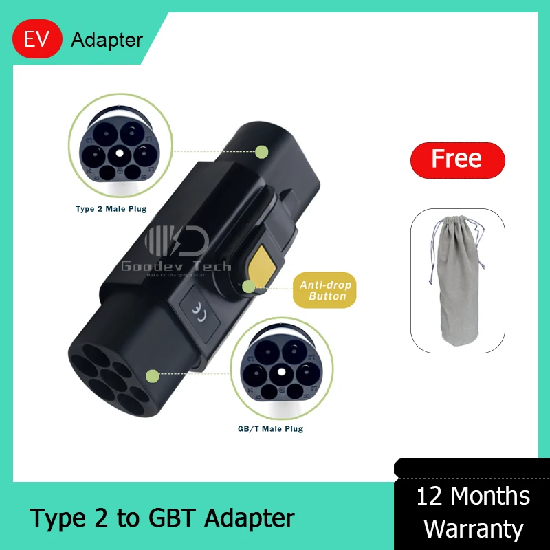 

Anti-Drop EV Charger Adapter Type 2 to GBT Plug Adapter 32A 7KW 22KW For Chinese Standard Electric Car