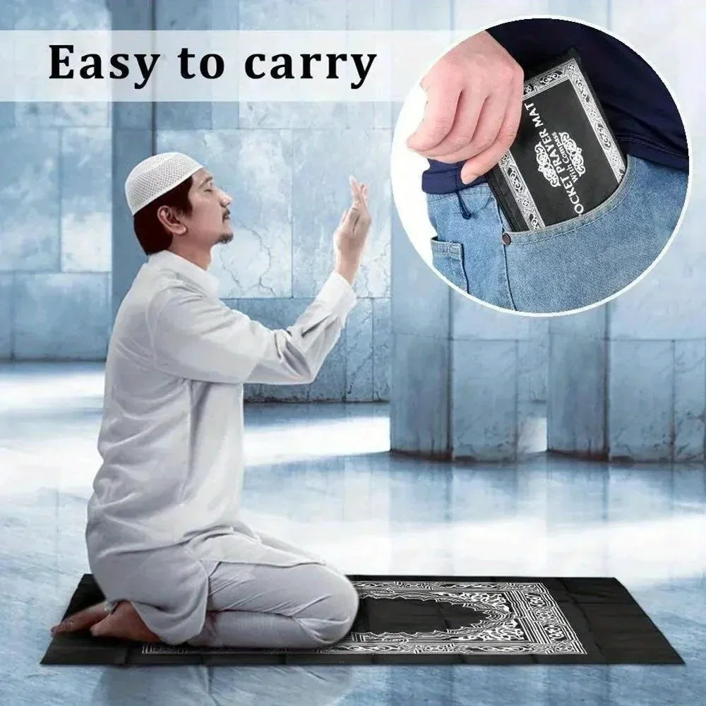 Travel Prayer Mat 23.62inch*39.37inch Portable Polyester Waterproof Islamic Worship Muslim Prayer