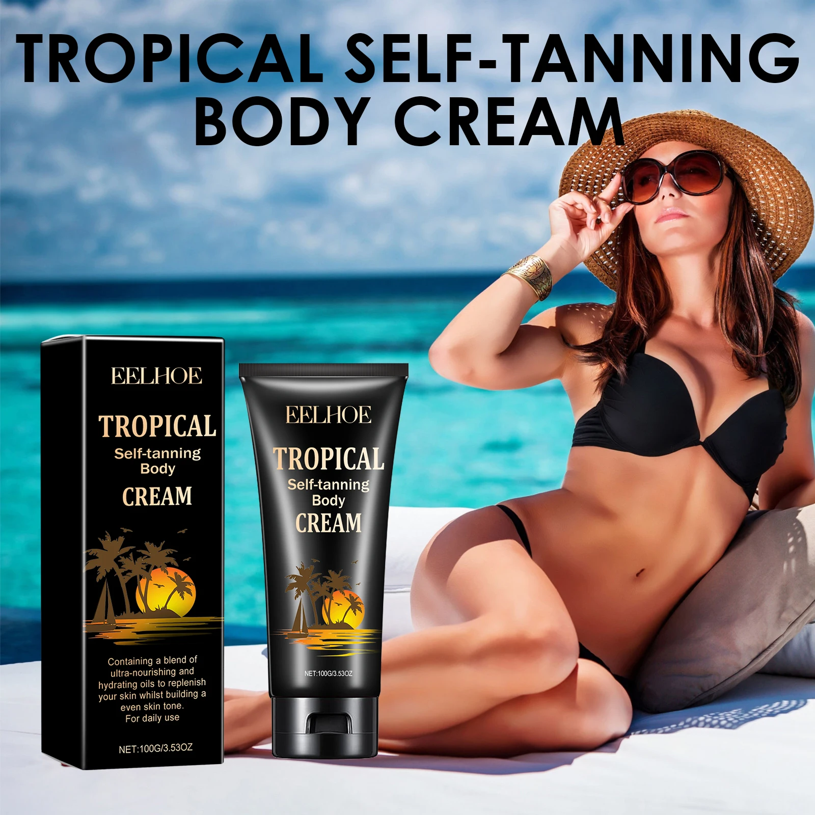 Hydrating Sunless Tanning Lotion with Coconut Extract for a Streak-Free, Natural Glow