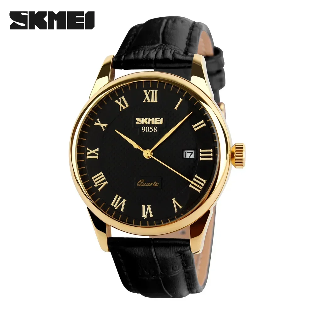 SKMEI 9058 Lovers Quartz Watch Love Witness Time Women Men Leather Strap Sports Waterproof Wristwatches Date Clock Reloj Hombre