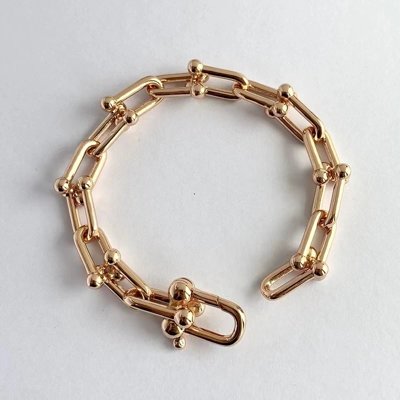 

2023 Luxury Brand S925 Silver U-shaped Buckle Women Bracelet Electroplating 18K Rose Gold Bracelets Men Fashion Jewelry Gift