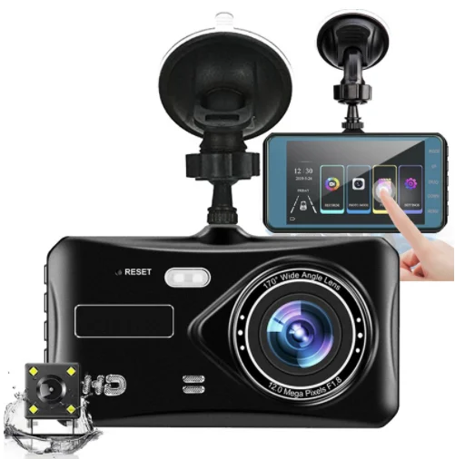 Car Tachograph HD Front and Rear Dual Recording 4 Inch Touch Screen Photography 1080P Driving Monitors Reversing Image 4