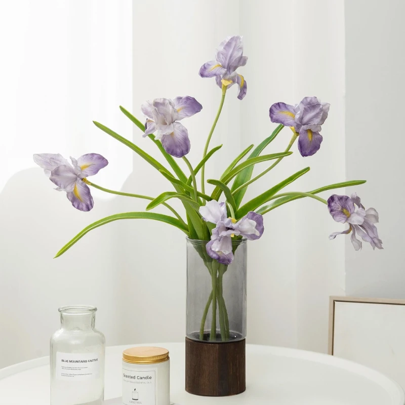 10 Stück Künstliche Alice-Iris-Zweige PU Kunstblumen Pflanze Heim-Deko Blaue Irissen Simulationsblumen Wohnzimmer-Dekoration