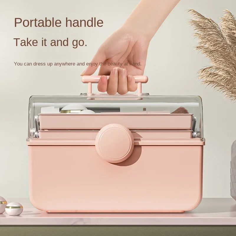 Large Capacity Cosmetic Storage Box Internet Famous Plastic Dustproof Transparent Desktop Portable Medicine Storage Box 4